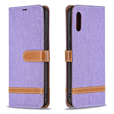Coque Portefeuille Livre Cuir Etui Clapet B02F pour Samsung Galaxy M02 Violet Clair