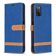 Coque Portefeuille Livre Cuir Etui Clapet B02F pour Samsung Galaxy M02s Bleu