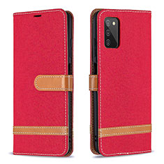 Coque Portefeuille Livre Cuir Etui Clapet B02F pour Samsung Galaxy M02s Rouge