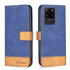 Coque Portefeuille Livre Cuir Etui Clapet B02F pour Samsung Galaxy S20 Ultra 5G Bleu