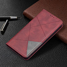 Coque Portefeuille Livre Cuir Etui Clapet B02F pour Samsung Galaxy S21 5G Rouge