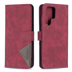 Coque Portefeuille Livre Cuir Etui Clapet B02F pour Samsung Galaxy S23 Ultra 5G Rouge