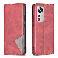 Coque Portefeuille Livre Cuir Etui Clapet B02F pour Xiaomi Mi 12 Pro 5G Rouge