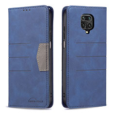 Coque Portefeuille Livre Cuir Etui Clapet B02F pour Xiaomi Redmi Note 9 Pro Bleu