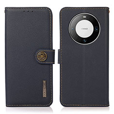 Coque Portefeuille Livre Cuir Etui Clapet B02H pour Huawei Mate 60 Pro Bleu