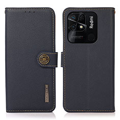 Coque Portefeuille Livre Cuir Etui Clapet B02H pour Xiaomi Redmi 10 India Bleu