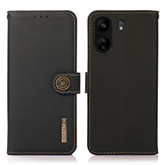Coque Portefeuille Livre Cuir Etui Clapet B02H pour Xiaomi Redmi 13C Noir