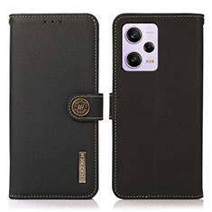 Coque Portefeuille Livre Cuir Etui Clapet B02H pour Xiaomi Redmi Note 12 Pro 5G Noir