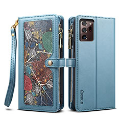 Coque Portefeuille Livre Cuir Etui Clapet B02S pour Samsung Galaxy Note 20 Ultra 5G Bleu
