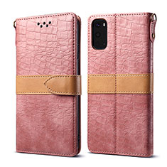 Coque Portefeuille Livre Cuir Etui Clapet B02S pour Samsung Galaxy S20 5G Or Rose