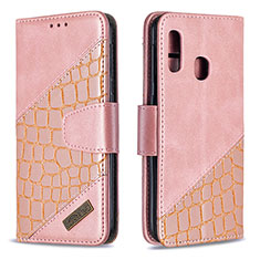 Coque Portefeuille Livre Cuir Etui Clapet B03F pour Samsung Galaxy A20e Or Rose
