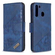 Coque Portefeuille Livre Cuir Etui Clapet B03F pour Samsung Galaxy A21 Bleu