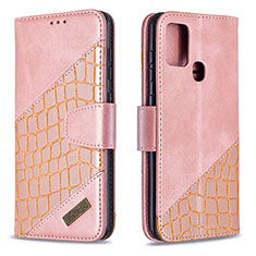 Coque Portefeuille Livre Cuir Etui Clapet B03F pour Samsung Galaxy A21s Or Rose