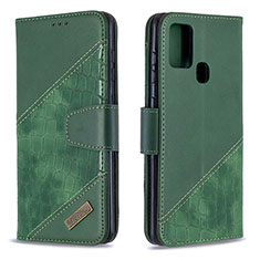 Coque Portefeuille Livre Cuir Etui Clapet B03F pour Samsung Galaxy A21s Vert