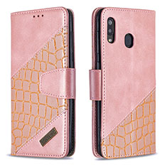 Coque Portefeuille Livre Cuir Etui Clapet B03F pour Samsung Galaxy A30 Or Rose