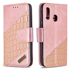 Coque Portefeuille Livre Cuir Etui Clapet B03F pour Samsung Galaxy A40 Or Rose
