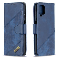 Coque Portefeuille Livre Cuir Etui Clapet B03F pour Samsung Galaxy F12 Bleu
