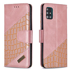 Coque Portefeuille Livre Cuir Etui Clapet B03F pour Samsung Galaxy M40S Or Rose