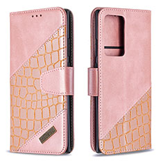 Coque Portefeuille Livre Cuir Etui Clapet B03F pour Samsung Galaxy Note 20 Ultra 5G Or Rose
