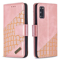 Coque Portefeuille Livre Cuir Etui Clapet B03F pour Samsung Galaxy S20 5G Or Rose