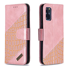 Coque Portefeuille Livre Cuir Etui Clapet B03F pour Samsung Galaxy S20 Plus Or Rose