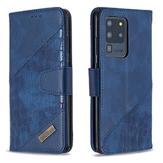 Coque Portefeuille Livre Cuir Etui Clapet B03F pour Samsung Galaxy S20 Ultra Bleu