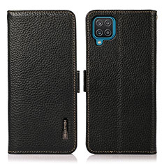 Coque Portefeuille Livre Cuir Etui Clapet B03H pour Samsung Galaxy A12 Nacho Noir