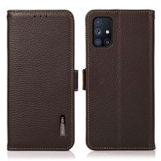 Coque Portefeuille Livre Cuir Etui Clapet B03H pour Samsung Galaxy M51 Marron
