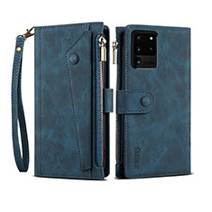 Coque Portefeuille Livre Cuir Etui Clapet B03S pour Samsung Galaxy S20 Ultra 5G Bleu