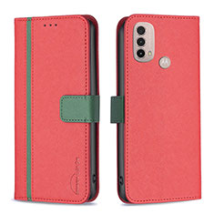 Coque Portefeuille Livre Cuir Etui Clapet B04F pour Motorola Moto E30 Rouge