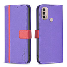Coque Portefeuille Livre Cuir Etui Clapet B04F pour Motorola Moto E30 Violet