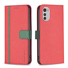 Coque Portefeuille Livre Cuir Etui Clapet B04F pour Motorola Moto E32s Rouge