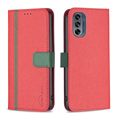 Coque Portefeuille Livre Cuir Etui Clapet B04F pour Motorola Moto G62 5G Rouge