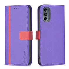 Coque Portefeuille Livre Cuir Etui Clapet B04F pour Motorola Moto G62 5G Violet