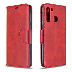 Coque Portefeuille Livre Cuir Etui Clapet B04F pour Samsung Galaxy A21 Rouge