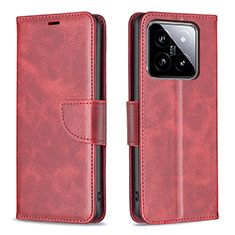 Coque Portefeuille Livre Cuir Etui Clapet B04F pour Xiaomi Mi 14 Pro 5G Rouge