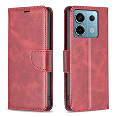 Coque Portefeuille Livre Cuir Etui Clapet B04F pour Xiaomi Redmi Note 13 Pro 5G Rouge