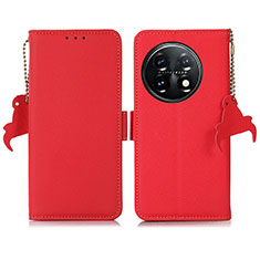 Coque Portefeuille Livre Cuir Etui Clapet B04H pour OnePlus 11 5G Rouge