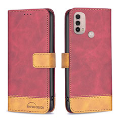 Coque Portefeuille Livre Cuir Etui Clapet B05F pour Motorola Moto E20 Rouge
