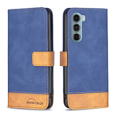 Coque Portefeuille Livre Cuir Etui Clapet B05F pour Motorola Moto G200 5G Bleu
