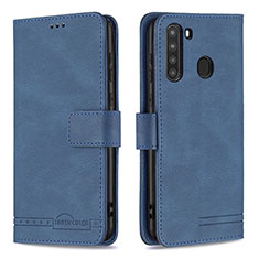 Coque Portefeuille Livre Cuir Etui Clapet B05F pour Samsung Galaxy A21 Bleu
