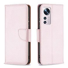Coque Portefeuille Livre Cuir Etui Clapet B05F pour Xiaomi Mi 12 5G Rose