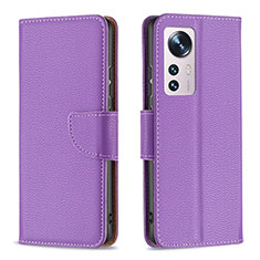 Coque Portefeuille Livre Cuir Etui Clapet B05F pour Xiaomi Mi 12 5G Violet