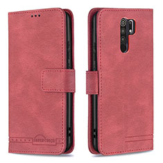Coque Portefeuille Livre Cuir Etui Clapet B05F pour Xiaomi Redmi 9 Rouge