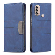 Coque Portefeuille Livre Cuir Etui Clapet B06F pour Motorola Moto E20 Bleu
