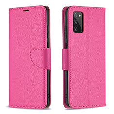 Coque Portefeuille Livre Cuir Etui Clapet B06F pour Samsung Galaxy A03s Rose Rouge