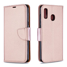 Coque Portefeuille Livre Cuir Etui Clapet B06F pour Samsung Galaxy A20 Or Rose