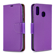 Coque Portefeuille Livre Cuir Etui Clapet B06F pour Samsung Galaxy A20 Violet