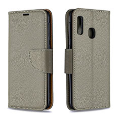 Coque Portefeuille Livre Cuir Etui Clapet B06F pour Samsung Galaxy A20e Gris