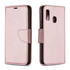 Coque Portefeuille Livre Cuir Etui Clapet B06F pour Samsung Galaxy A20e Or Rose